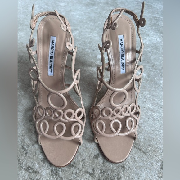 Manolo Blahnik Beige Strappy Heels - Picture 3 of 6